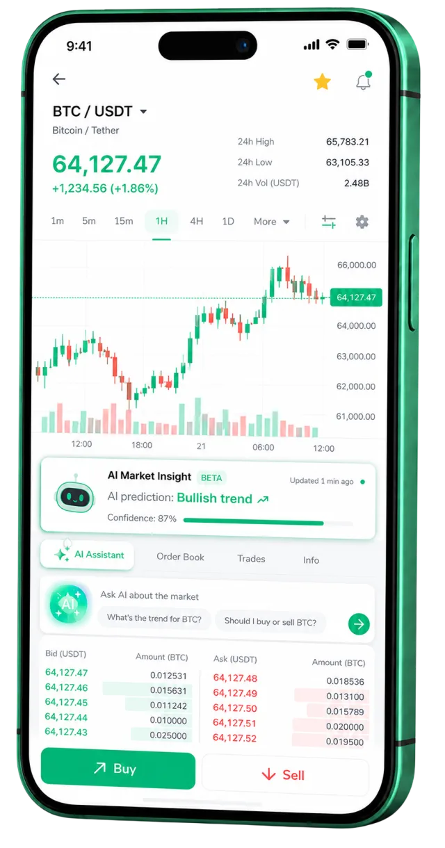 Aurevia Trade mobile trading app running on a smartphone